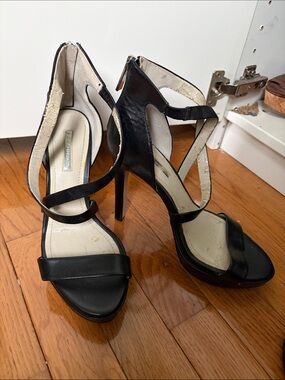 BCBGeneration Black Strappy High Heel Sandals